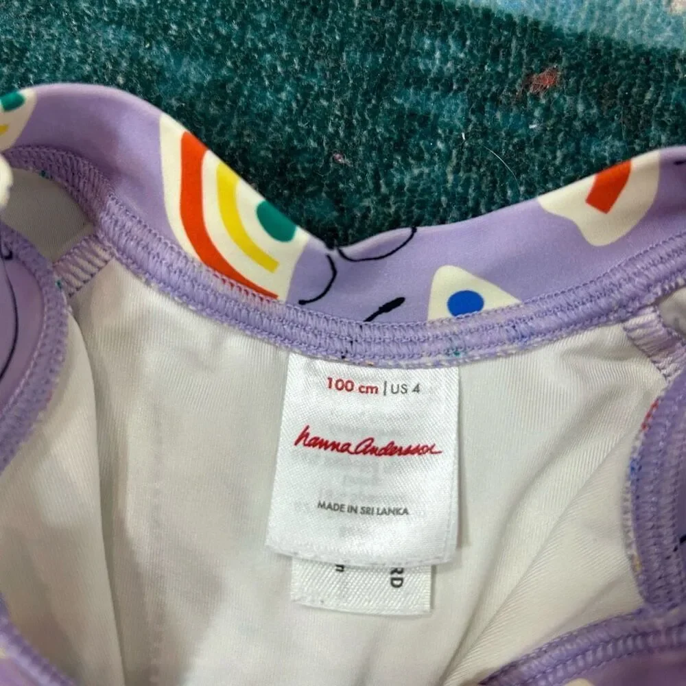 Tea Collection One Piece Bathing Suit 4T Purple Butterfly Zip Long Sleeve Girls
